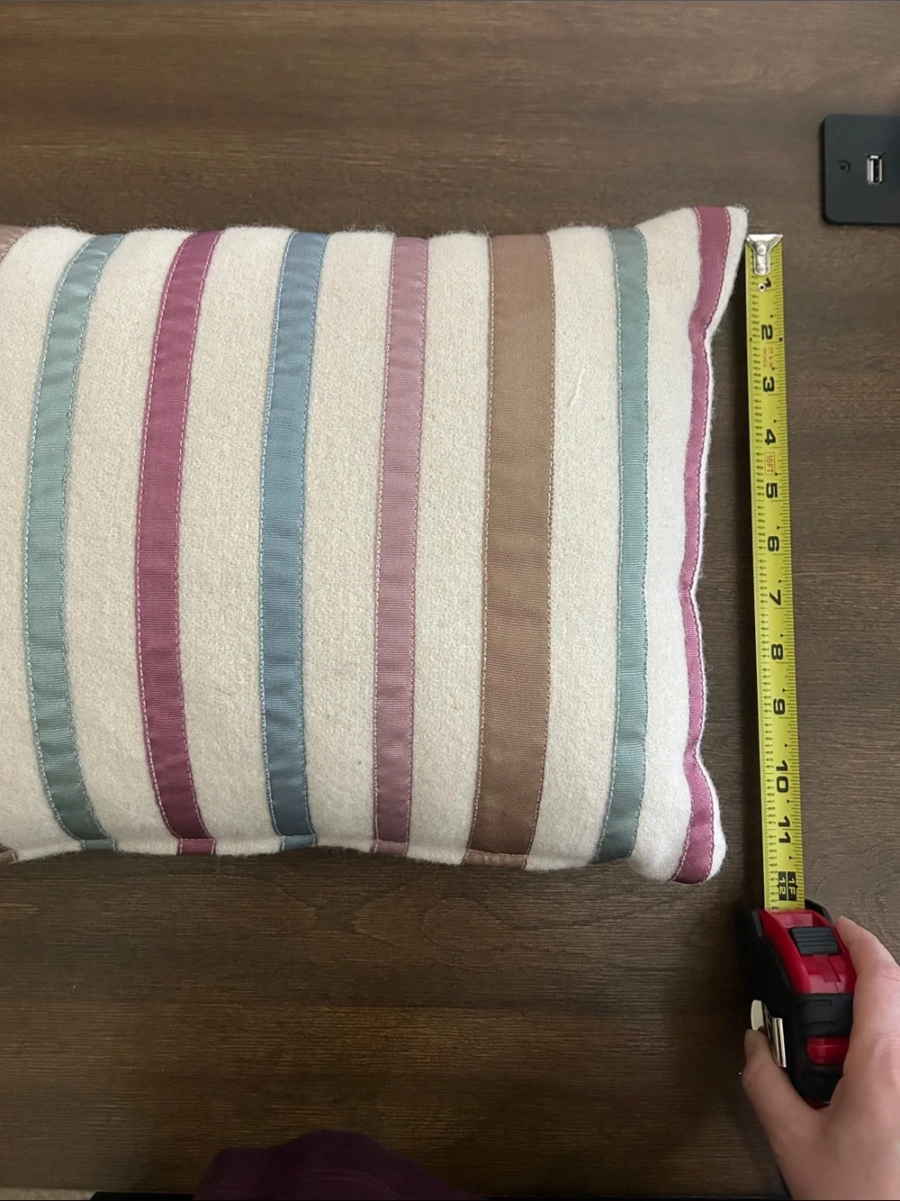 IKEA Striped Accent Pillow in Cream, Blue, Mauve, Taupe